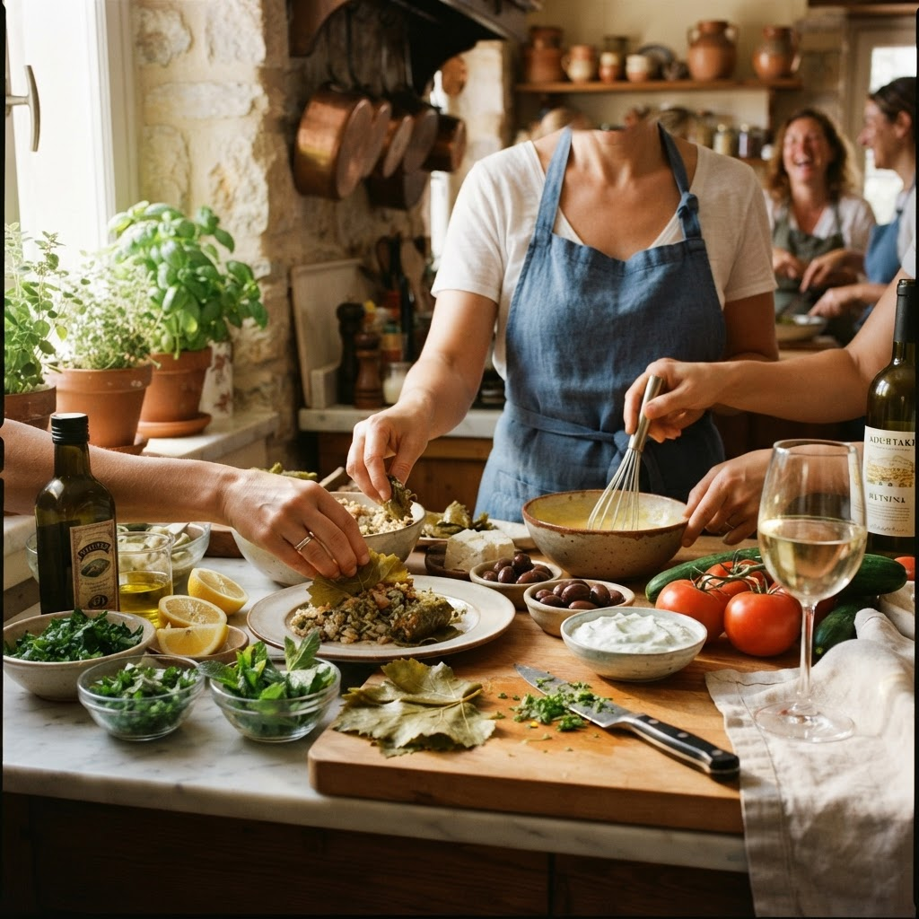 Clase de cocina clásica con visita al mercado y vino