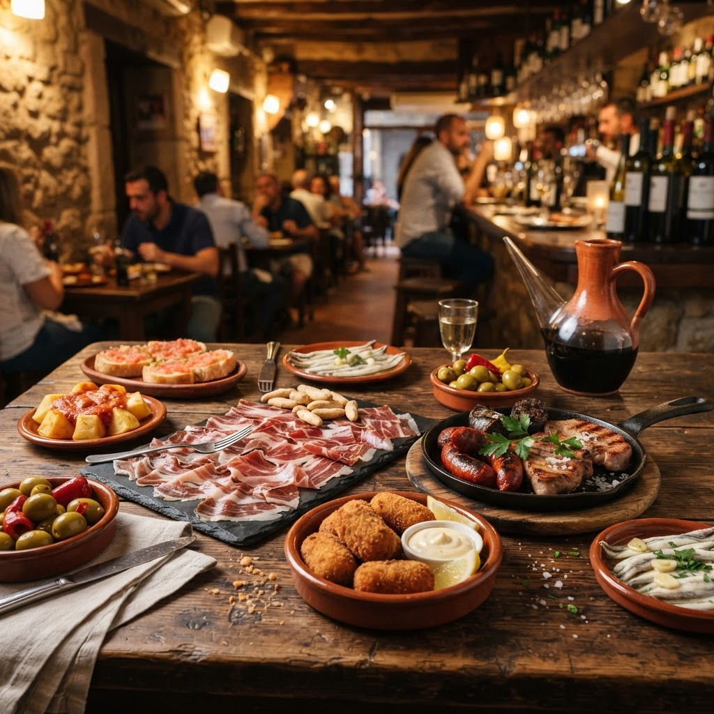 Tapas de carne, charcutería y chuletón: ¡fiesta española!
