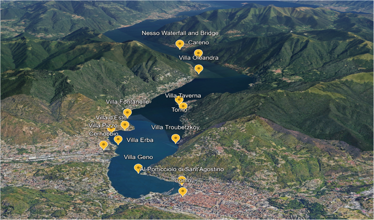 Villas y cascada de Nesso en barco (privado, 2h)