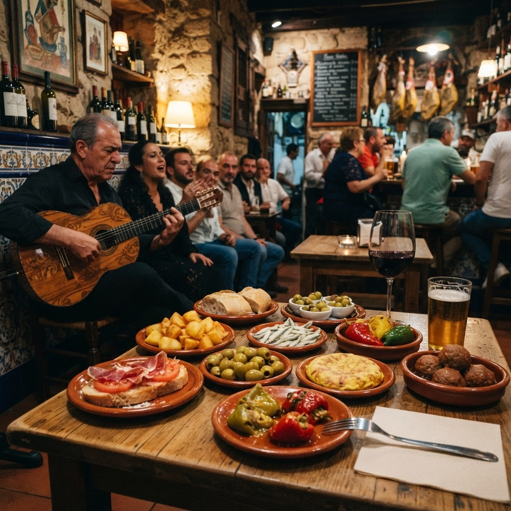 Tapas, vino y espectáculo flamenco a pie por Sevilla