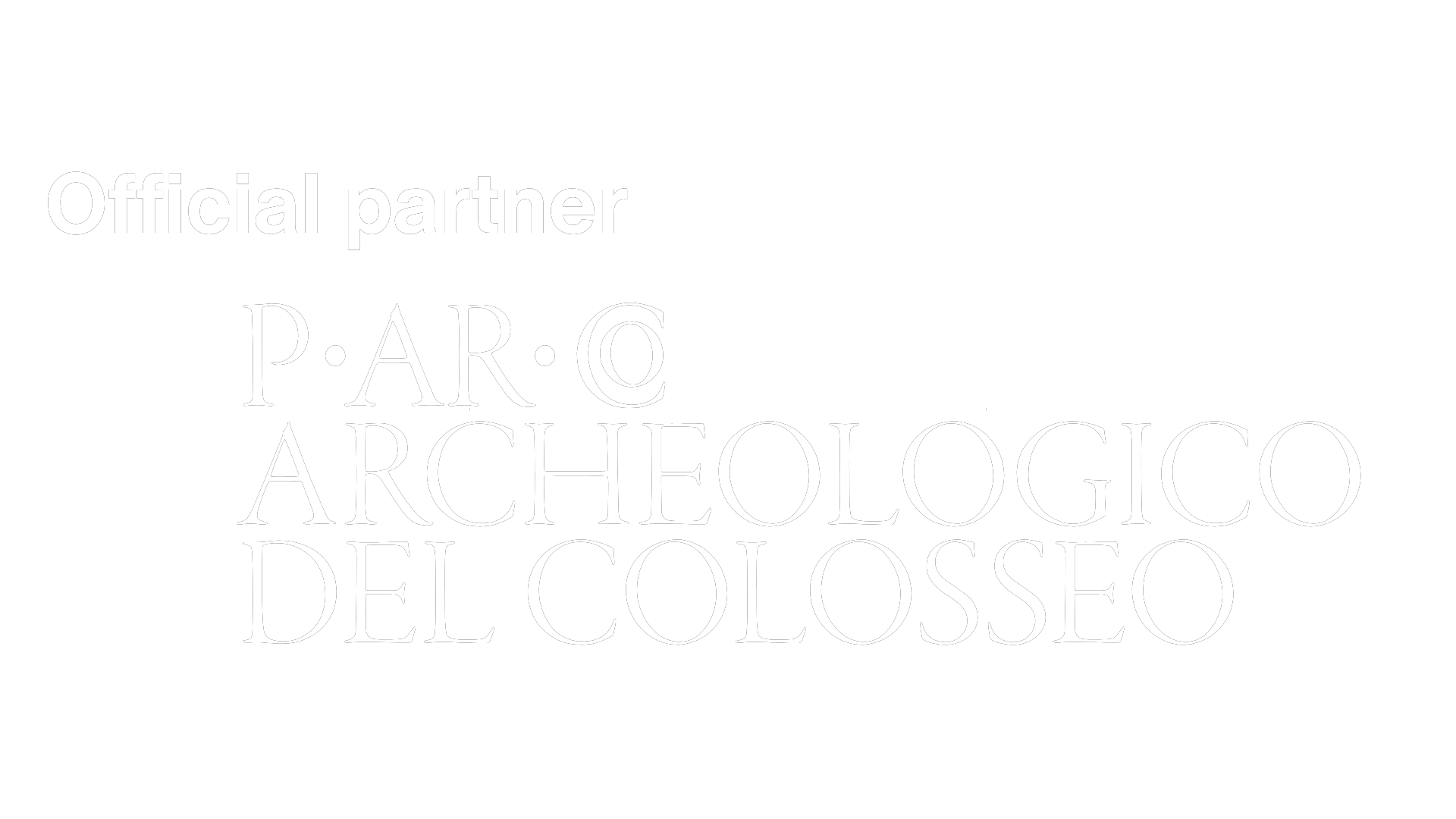 Logo of Parco Archeologico del Colosseo, text in white.