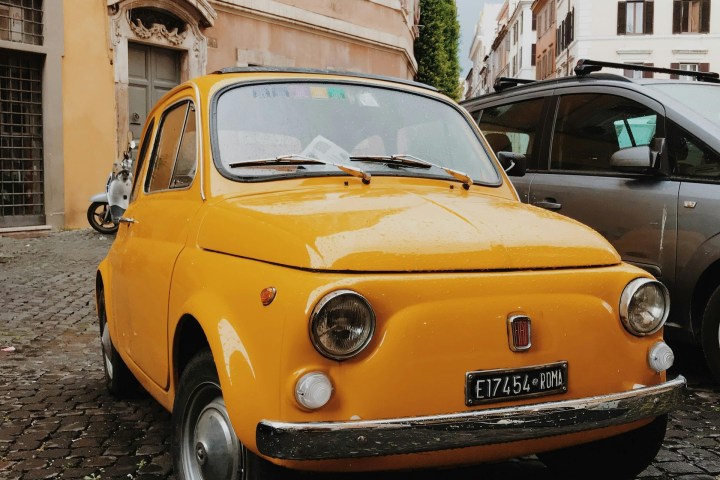 a car parked in front of a building